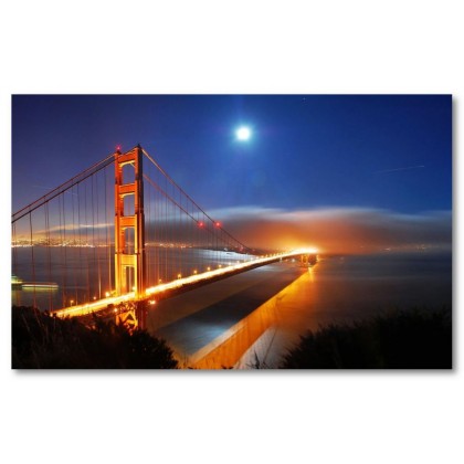 Αφίσα (san francisco, γέφυρα, νύχτα, φώτα, ΗΠΑ, πόλη)